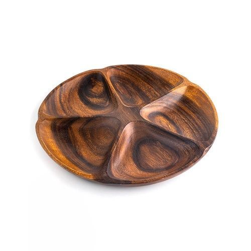 Деревянный поднос, круглый, 5 секций